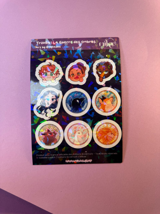[La Guerre des Ombres] STICKERSHEET A6 - Ombres 2 / Éditions Bookmark x Mikae