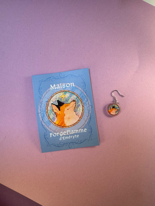 [La Guerre des Ombres] Boucle d'oreille - Forgeflamme (≠ formats) / Éditions Bookmark x Mikae