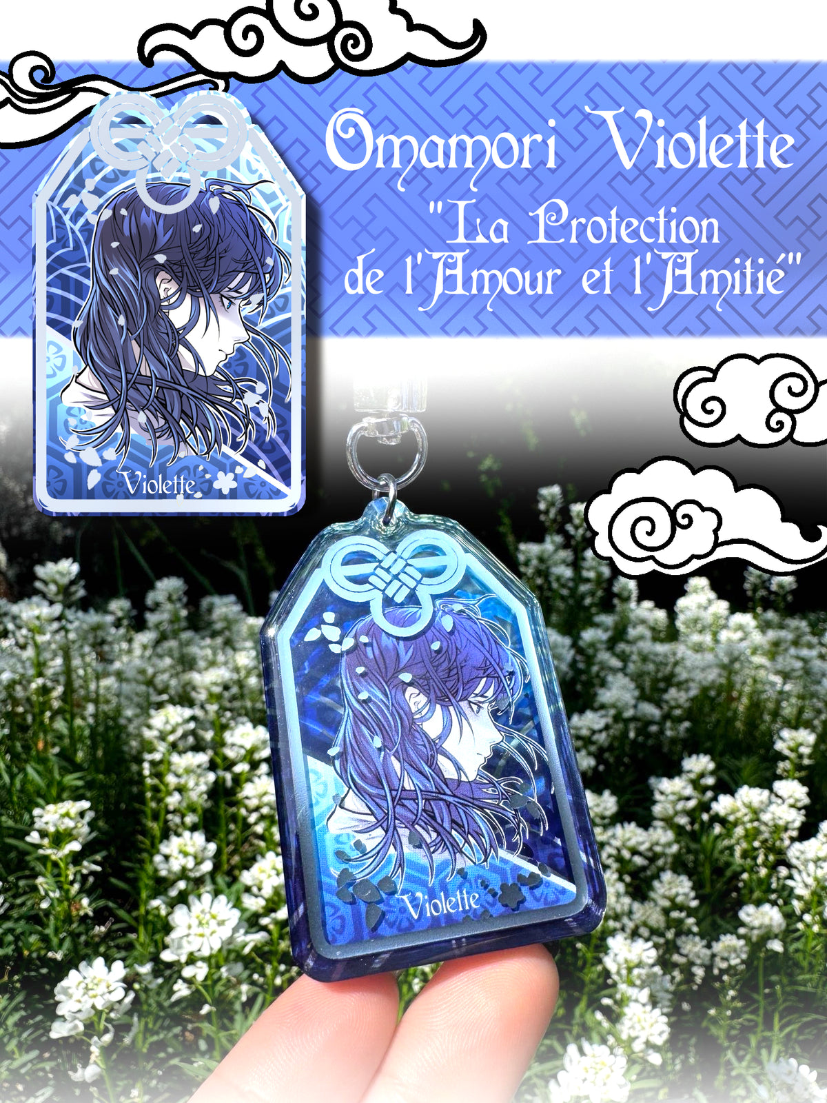 [Cha Wolf - Kestrel] Omamori argent "Violette"
